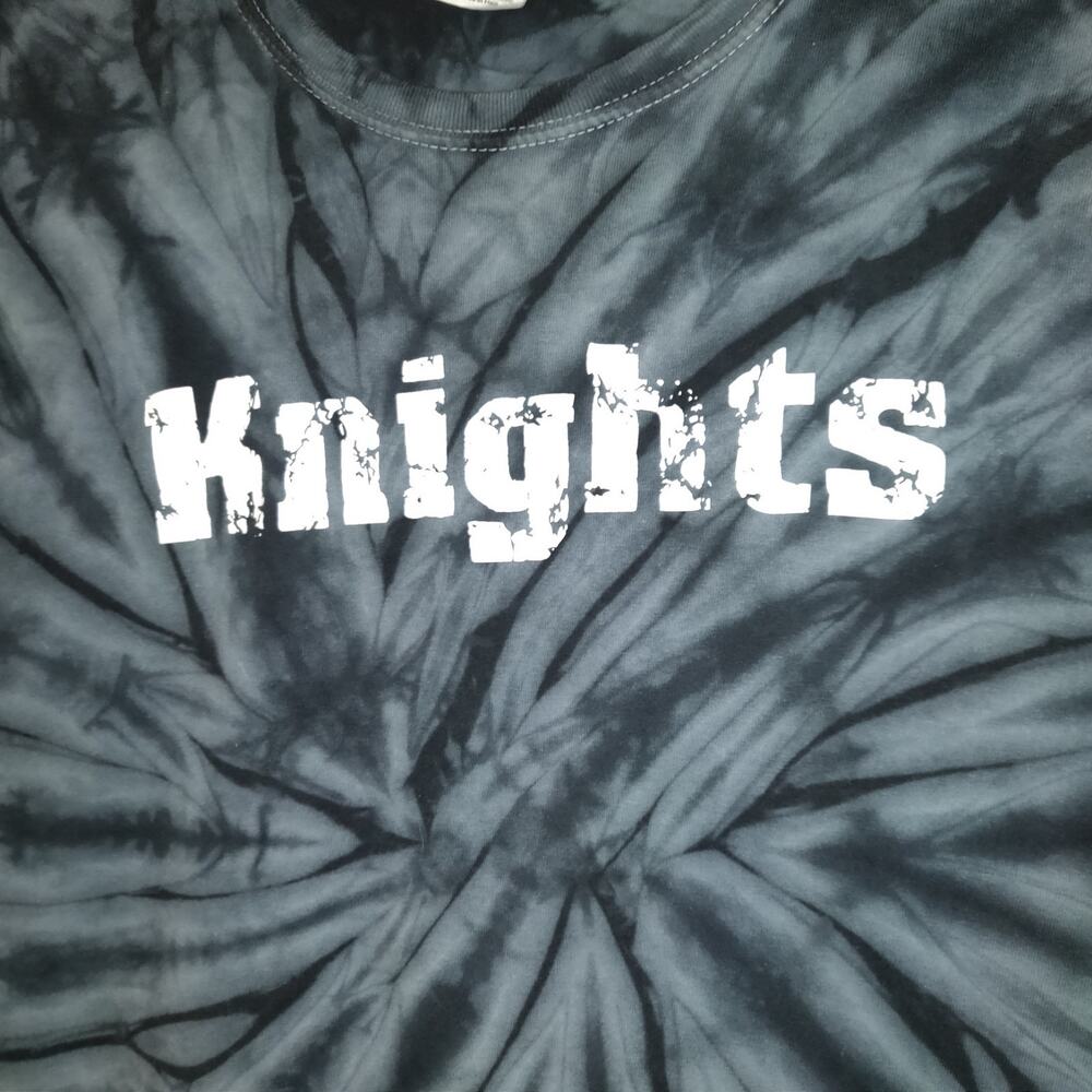 Knights Gildan Tie Dyed Shirt XL Black Blue Gray Cotton White Stitching Unisex - Picture 3 of 16